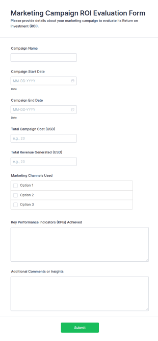Marketing Campaign ROI Evaluation Form Template