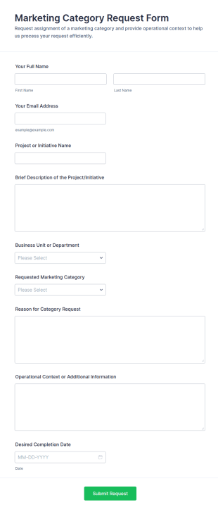Marketing Category Request Form Template