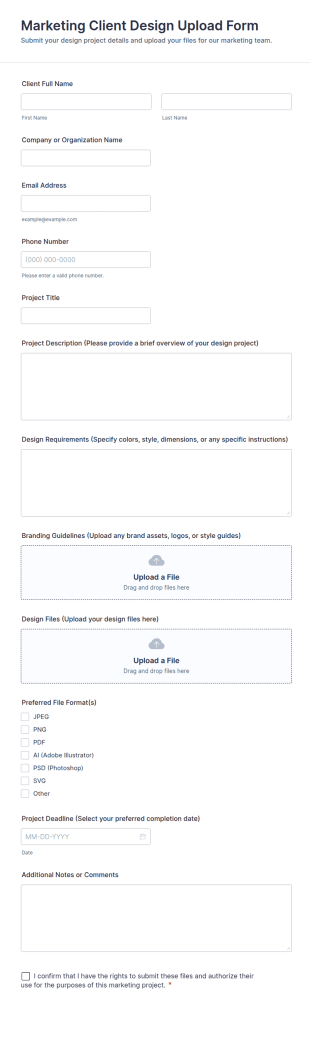 Marketing Client Design Upload Form Template