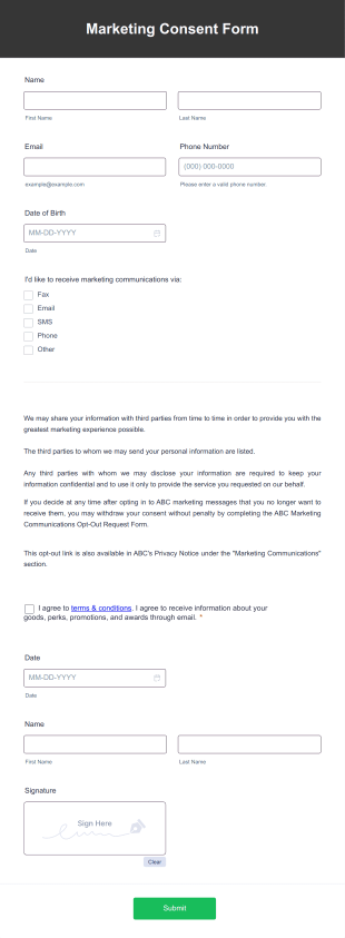 Marketing Consent Form Template