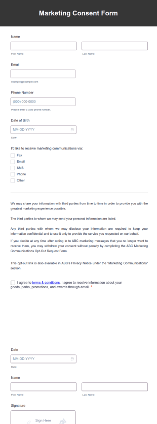 Marketing Consent Form Template