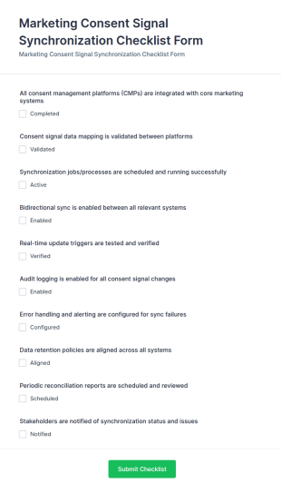 Marketing Consent Signal Synchronization Checklist Form Template