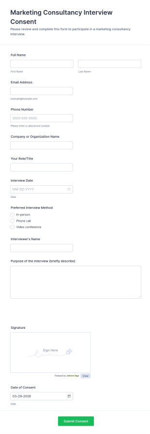Marketing Consultancy Interview Consent Form Template