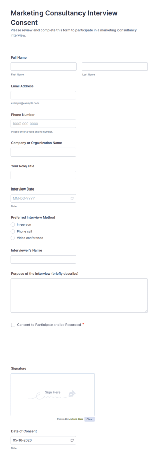Marketing Consultancy Interview Consent Form Template