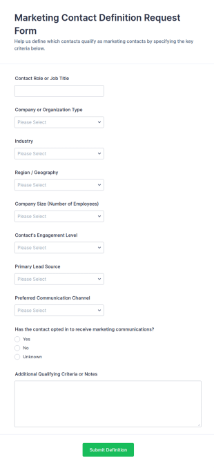 Marketing Contact Definition Request Form Template