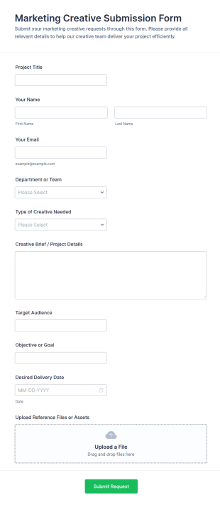 Marketing Creative Submission Form Template