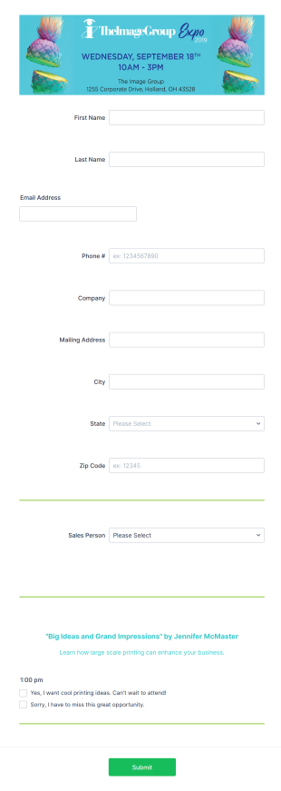 Marketing Education Session Registration Form Template