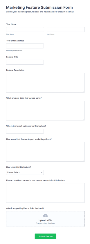Marketing Feature Submission Form Template