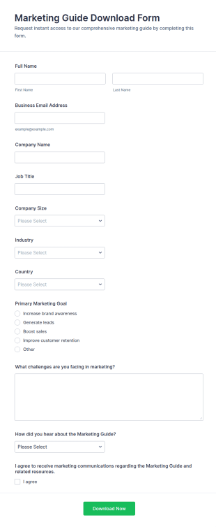 Marketing Guide Download Form Template