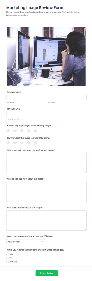 Marketing Image Review Form Template