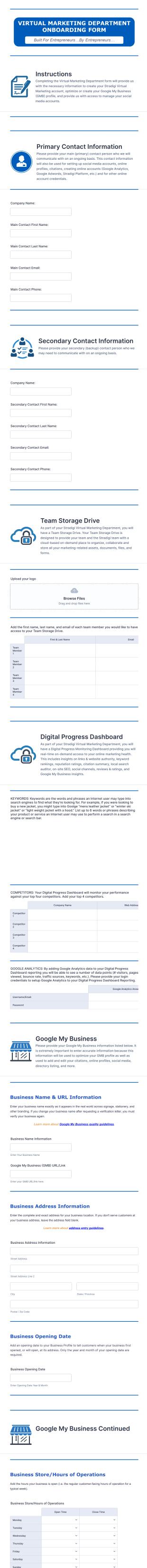 Marketing Program Onboarding Form Template