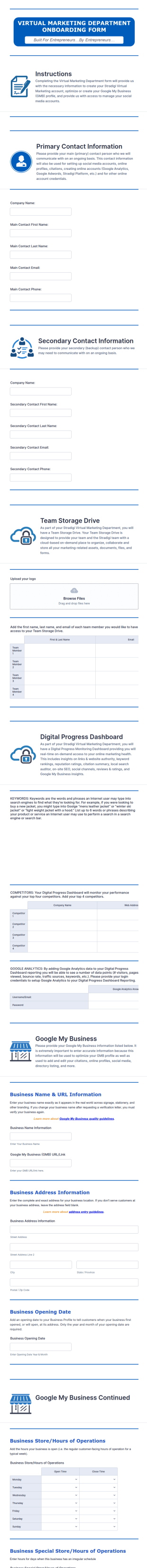 Marketing Program Onboarding Form Template