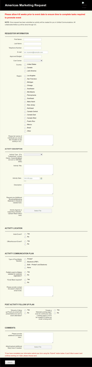 Marketing Request Form 2015 Form Template