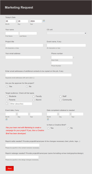 Marketing Request Form Template
