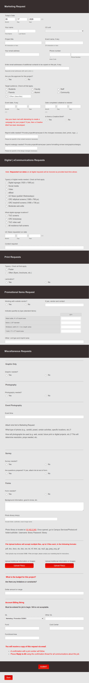 Marketing Request Form Template