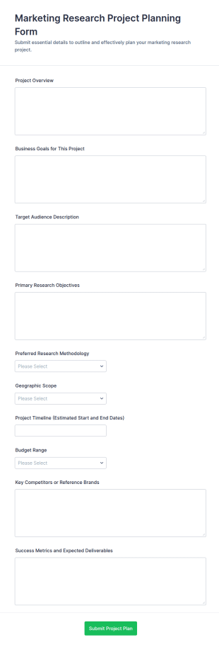Marketing Research Project Planning Form Template