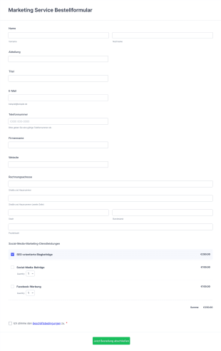 Marketing Service Bestellformular