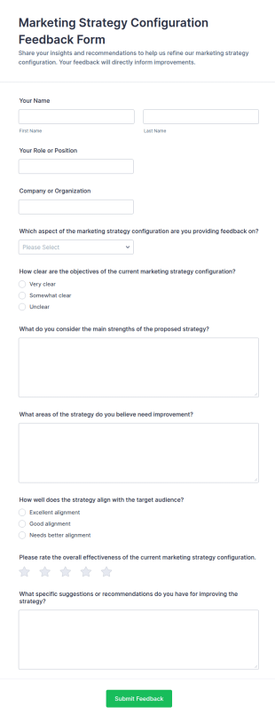 Marketing Strategy Configuration Feedback Form Template