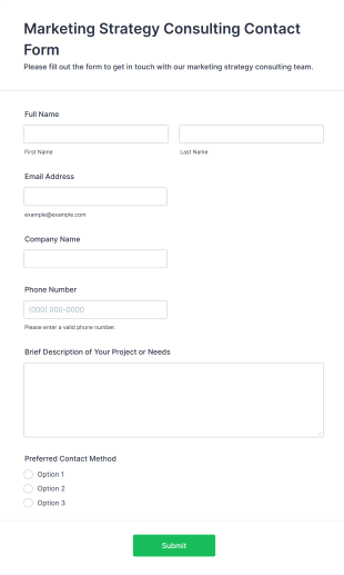 Marketing Strategy Consulting Contact Form Template