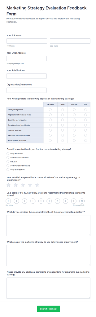 Marketing Strategy Evaluation Feedback Form Template