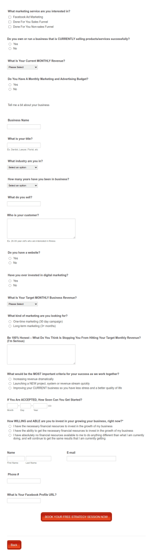 Marketing Survey DBA Form Template
