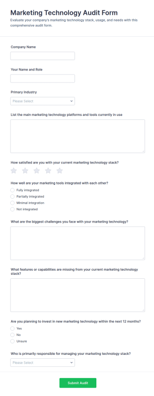 Marketing Technology Audit Form Template