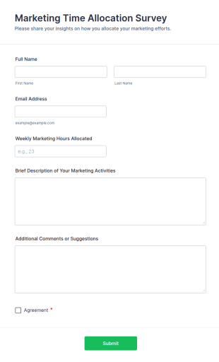 Marketing Time Allocation Survey Form Template