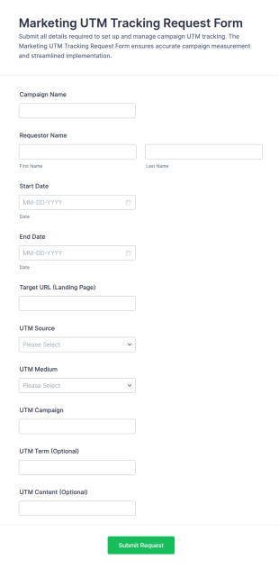 Marketing UTM Tracking Request Form Template