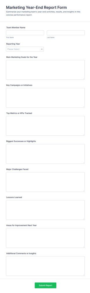 Marketing Year End Report Form Template