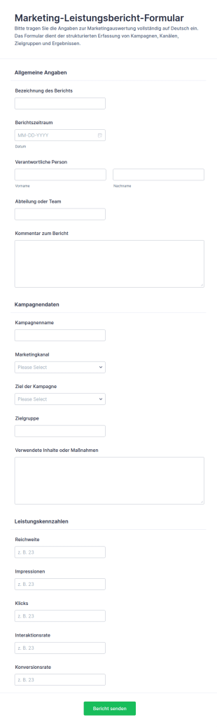Marketingleistungsbericht Formular