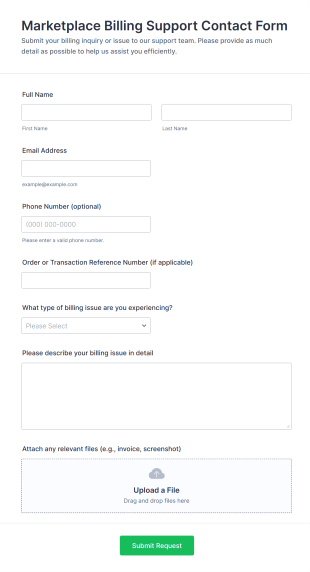 Marketplace Billing Support Contact Form Template