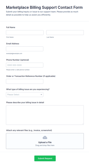 Marketplace Billing Support Contact Form Template