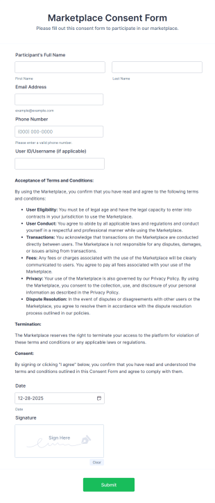 Marketplace Consent Form Template