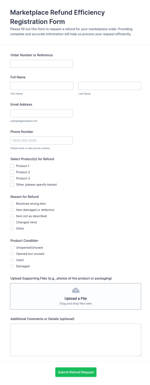 Marketplace Refund Efficiency Registration Form Template