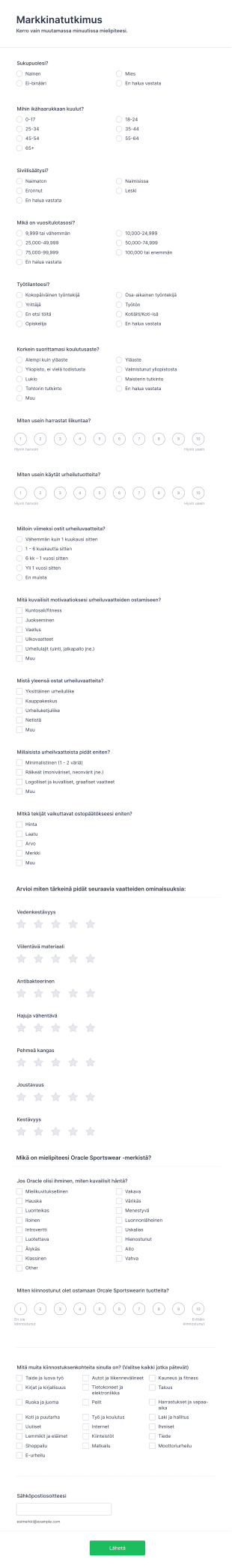 Markkinatutkimus Form Template