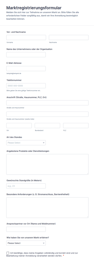 Marktanmeldeformular