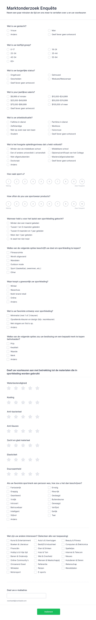 Marktonderzoek EnquêteMarket Research Survey Form Template