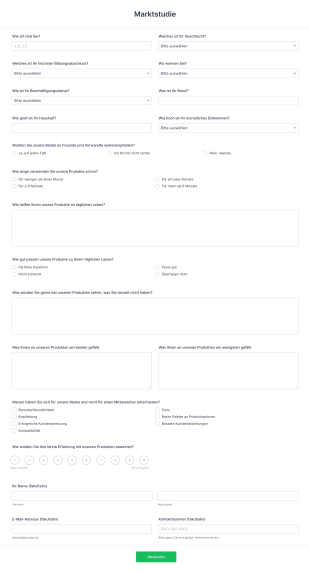 Marktstudie Form Template
