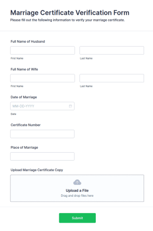 Marriage Certificate Verification Form Template
