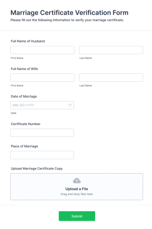 Marriage Certificate Verification Form Template