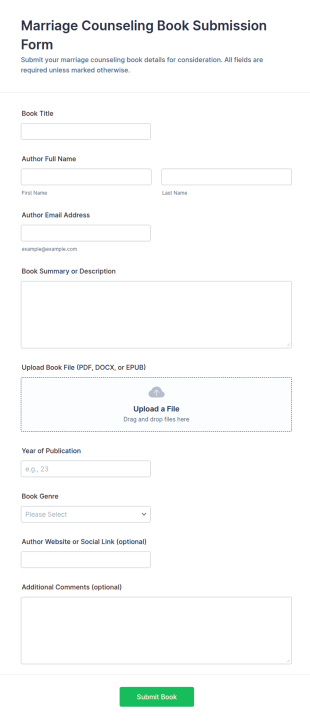 Marriage Counseling Book Submission Form Template