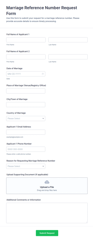 Marriage Reference Number Request Form Template