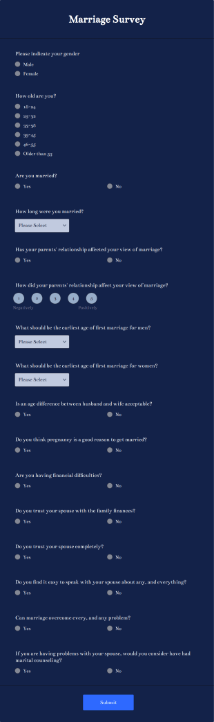 Marriage Survey Form Template