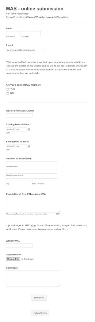 MAS Online Submission Form Template