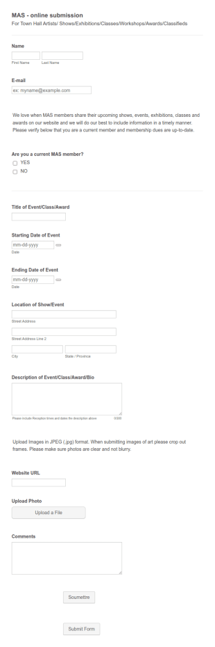 MAS Online Submission Form Template