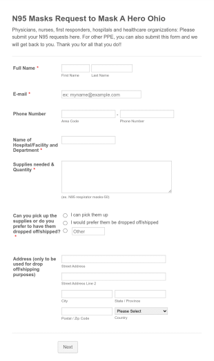 Mask Request Form Template