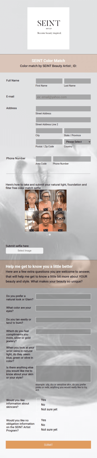 SEINT Beauty Color Match Form Template