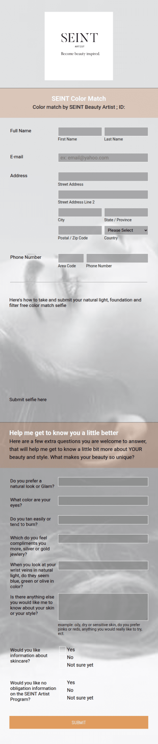 SEINT Beauty Color Match Form Template