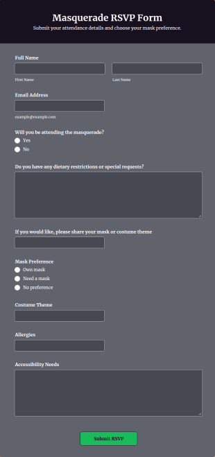 Masquerade RSVP Form Template