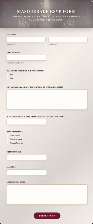 Masquerade RSVP Form Template